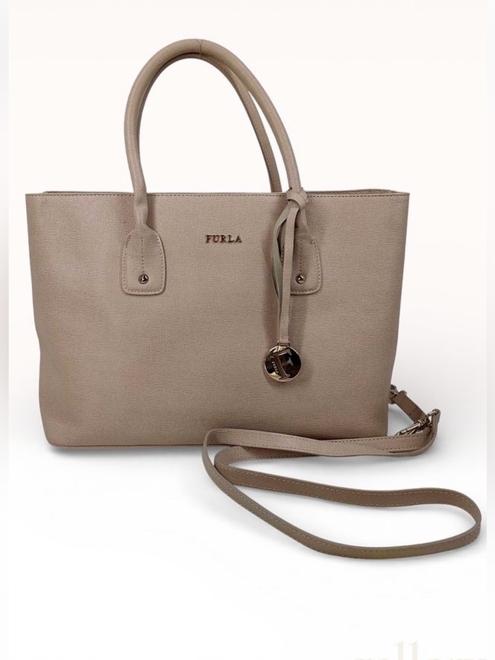 Furla Serena Saffiano Leather Tote Bag in Beige